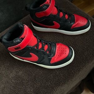Nike Kids Black and Red High-Top Sneakers
